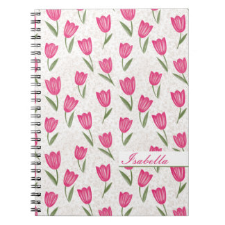Carnet Motif de tulipe rose personnalisé