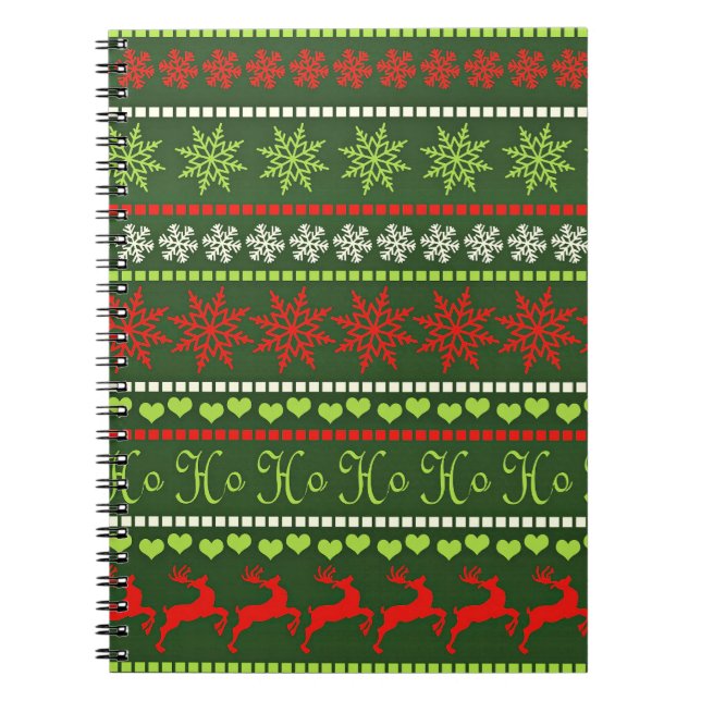 Carnet Motif de vacances rouge et vert (Devant)