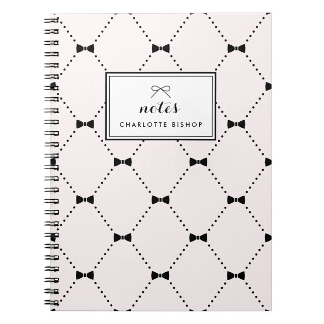 Carnet Motif de vaches en diamant rose clair personnalisé (Devant)