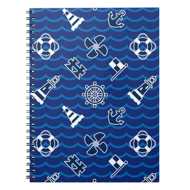 Carnet Motif de vagues nautique mignon (Devant)
