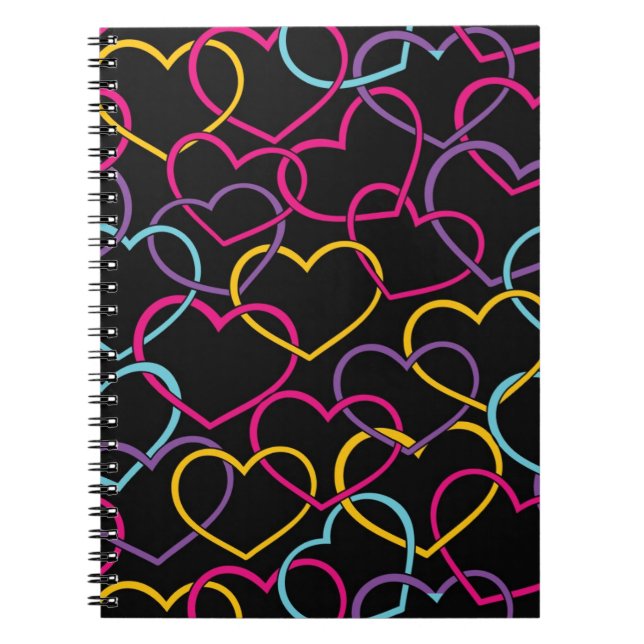 Carnet Motif de Valentine avec des coeurs de couleur (Devant)