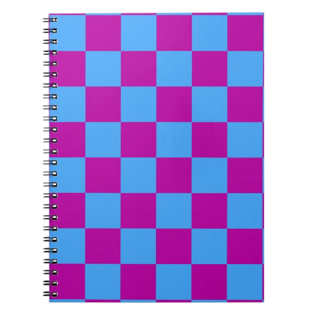 Carnet Motif de vérification À damiers bleu violet (Devant)