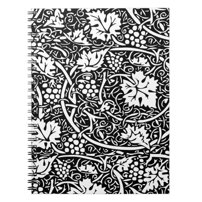 Carnet Motif de vigne de raisin noir et blanc de William  (Devant)