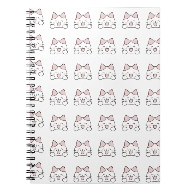 Carnet Motif de visage de chat Kawaii heureux (Devant)