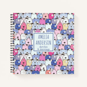 Carnet Motif de visage de chien drôle abstrait Nom person