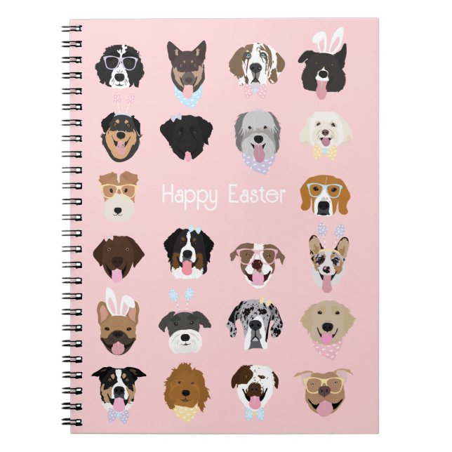 Carnet Motif de visage de chien Joyeuses Pâques (Devant)