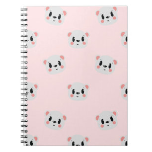 Carnet Motif de visage d'ours Kawaii mignon sur rose past