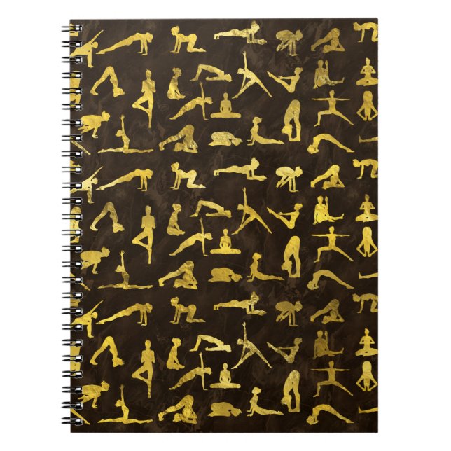 Carnet Motif de yoga Asanas/poses d'or (Devant)