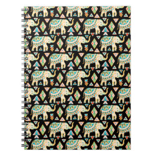 Carnet Motif d'éléphants indiens colorés mignons