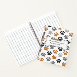 Carnet Motif d'empreintes de pattes de chien neutre