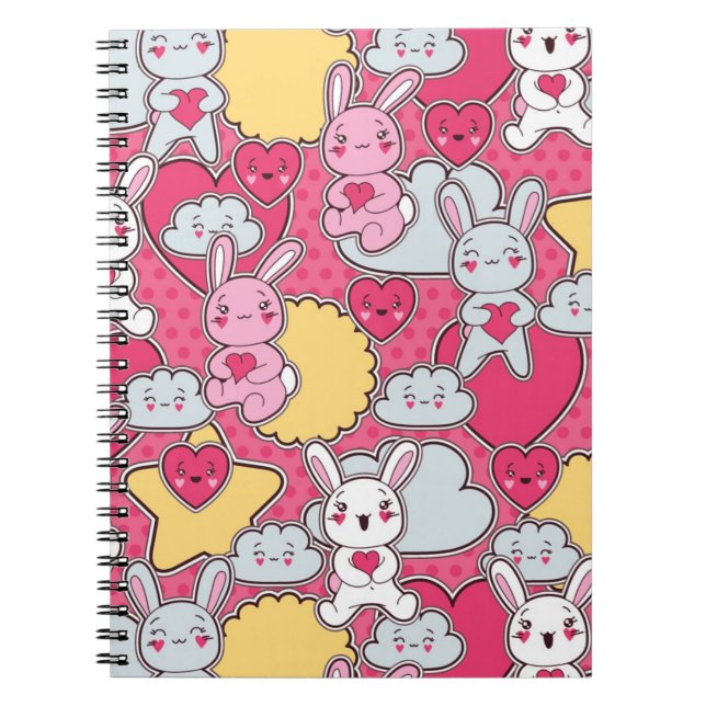 Carnet Motif d'enfant de Kawaii avec des griffonnages (Devant)