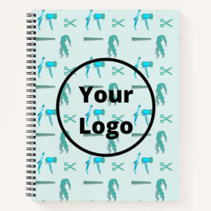 Carnet motif d'entreprise turquoise de coiffeur