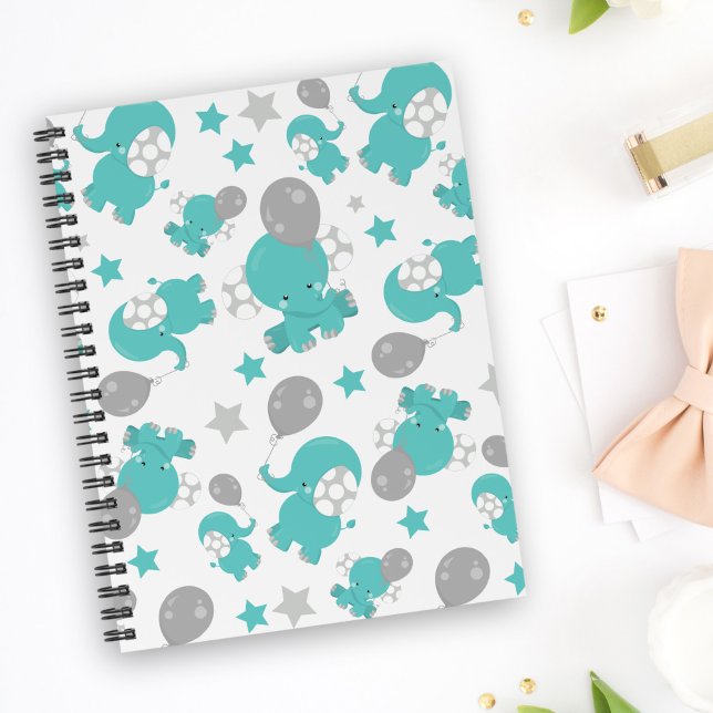 Carnet Motif Des Eléphants Bleus, Eléphants Mignons, Étoi (Créateur téléchargé)