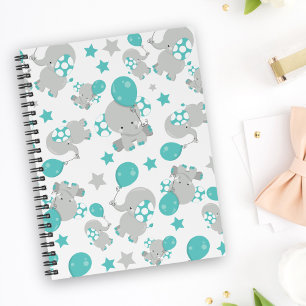 Carnet Motif Des Eléphants, Eléphants Mignons - Gris Bleu