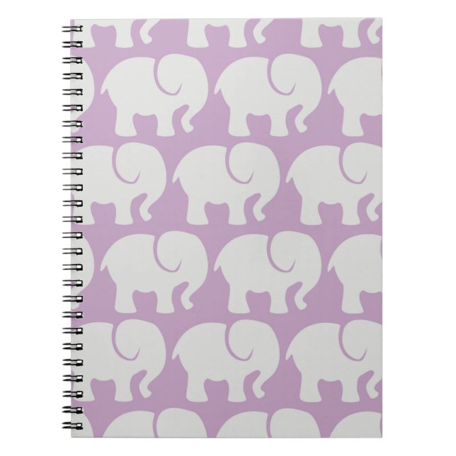 Carnet Motif Des Eléphants, Motif Des Éléphants, Violet (Devant)