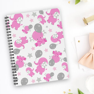 Carnet Motif Des Eléphants Roses, Eléphants Mignons, Étoi
