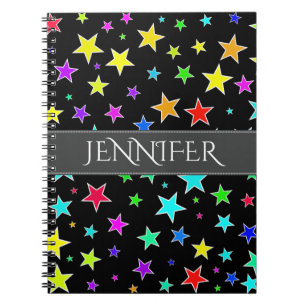 Carnet Motif des étoiles colorées et amusantes + nom pe