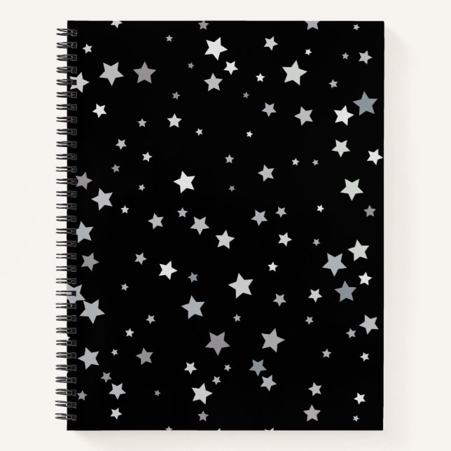 Carnet Motif des étoiles d'argent mignonnes | Toute coule (Devant)
