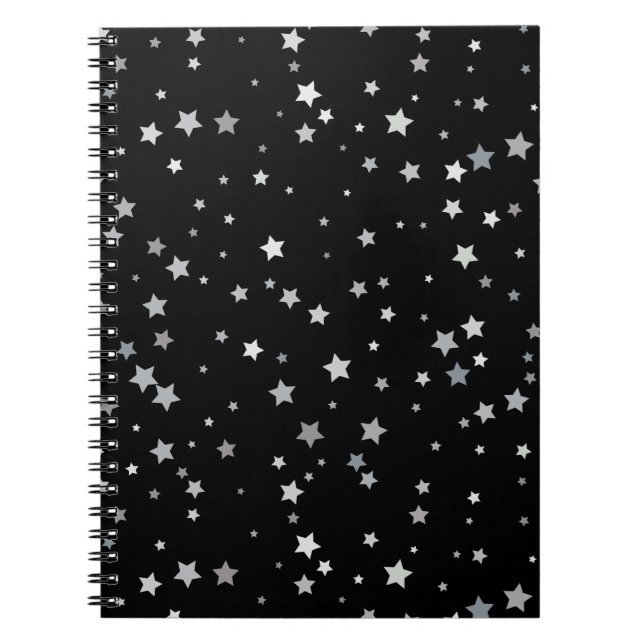 Carnet Motif des étoiles d'argent mignonnes | Toute coule (Devant)
