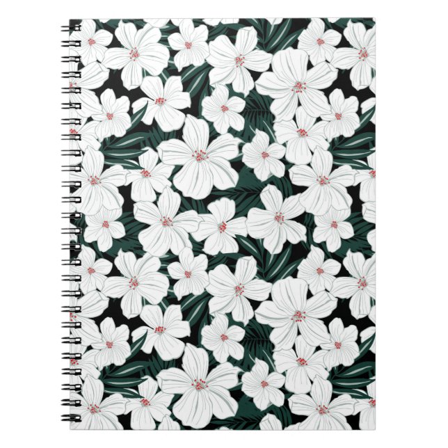 Carnet Motif des fleurs tropicales blanches (Devant)