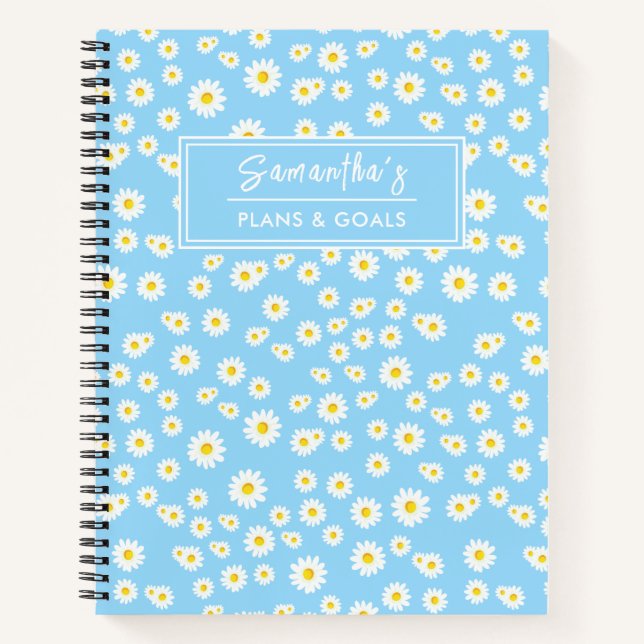 Carnet Motif des marguerites de printemps de Boho bleu (Devant)