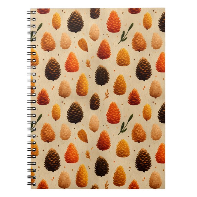 Carnet Motif des Pinecones d'hiver chauds (Devant)