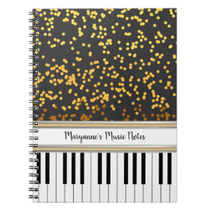 Carnet Motif des Pois d'or des clés de piano personnalis