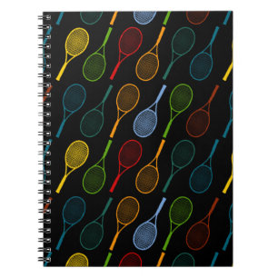 Carnet motif des raquettes de tennis colorées