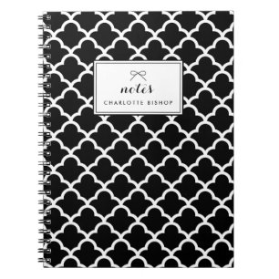 Carnet Motif des vagues de pétoncle noir et blanc Personn