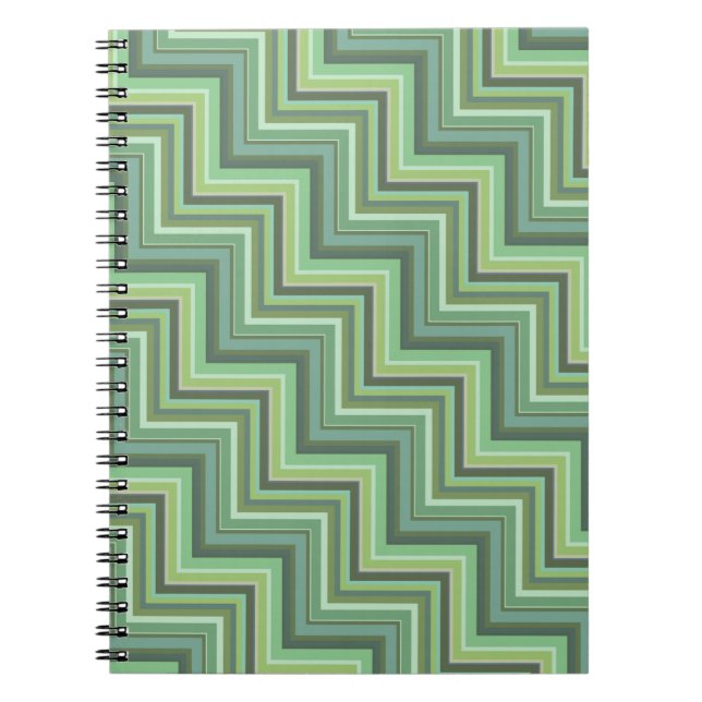 Carnet Motif d'escalier à rayures vert olive (Devant)