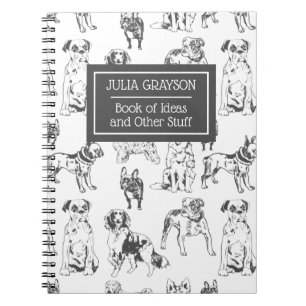 Carnet Motif d'esquisse de chien personnalisé Amoureux de