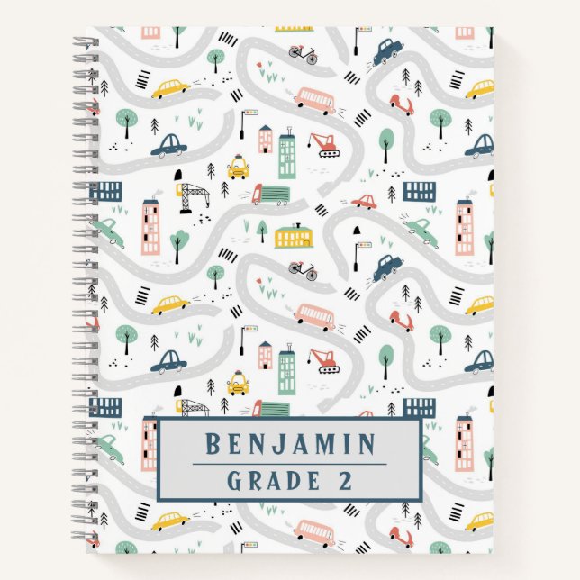 Carnet Motif dessiné à la main de routes de dessins animé (Devant)