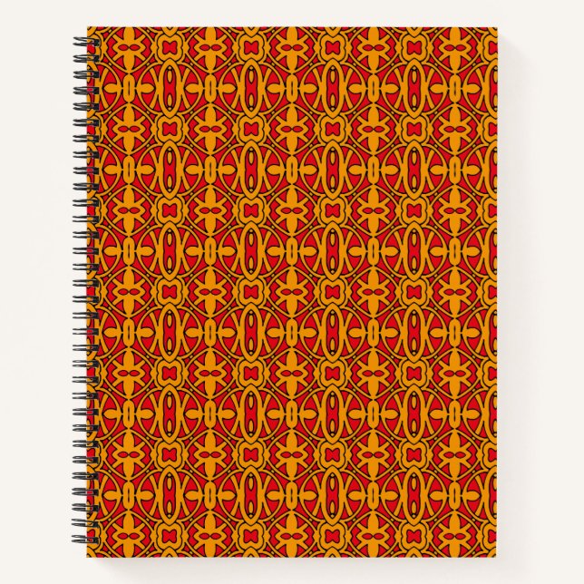 Carnet Motif dessiné à la main orange et rouge (Devant)