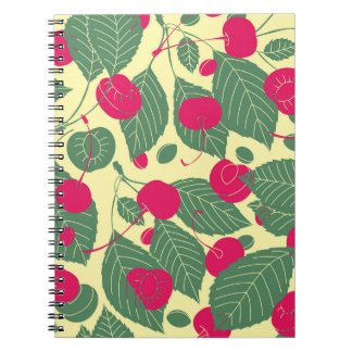 Carnet Motif d'été de couleur vive avec cerises. Grappe
