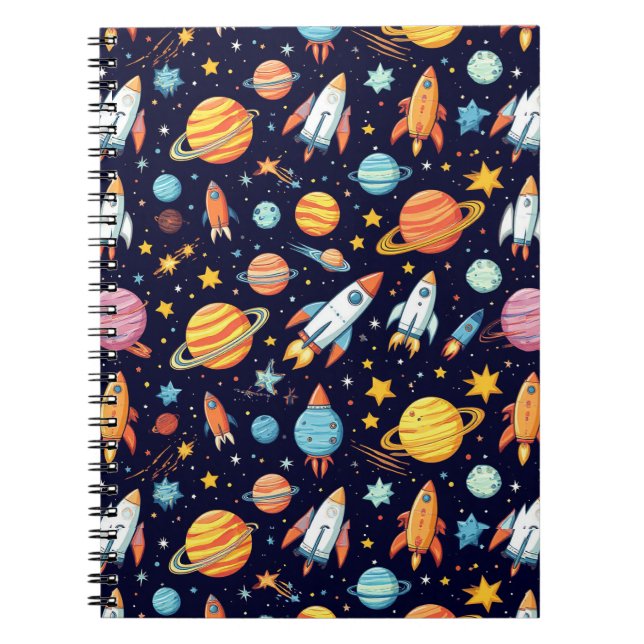 Carnet Motif d'exploration spatiale coloré (Devant)