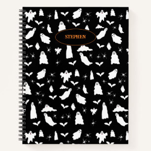 Carnet Motif d'Halloween, chauves-souris et araignées