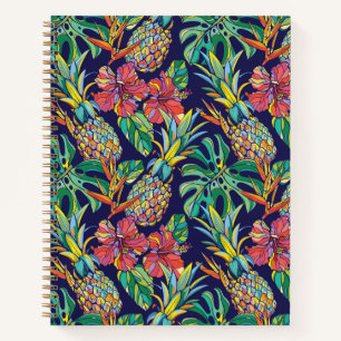 Carnet Motif d'hibiscus à ananas tropicaux
