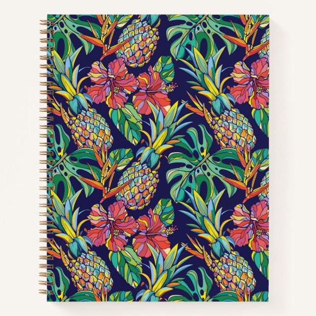 Carnet Motif d'hibiscus à ananas tropicaux (Devant)