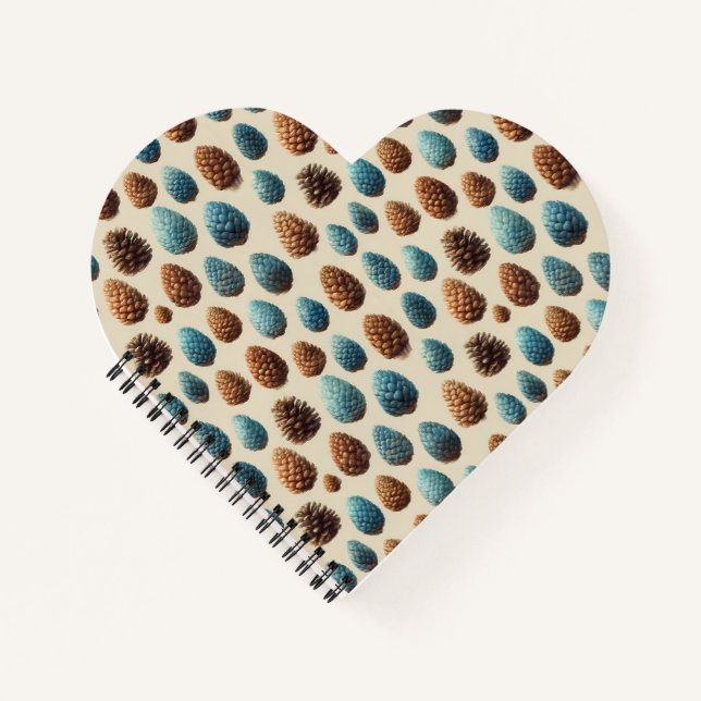 Carnet Motif d'hiver de Pinecone bleu et Brown (Devant)