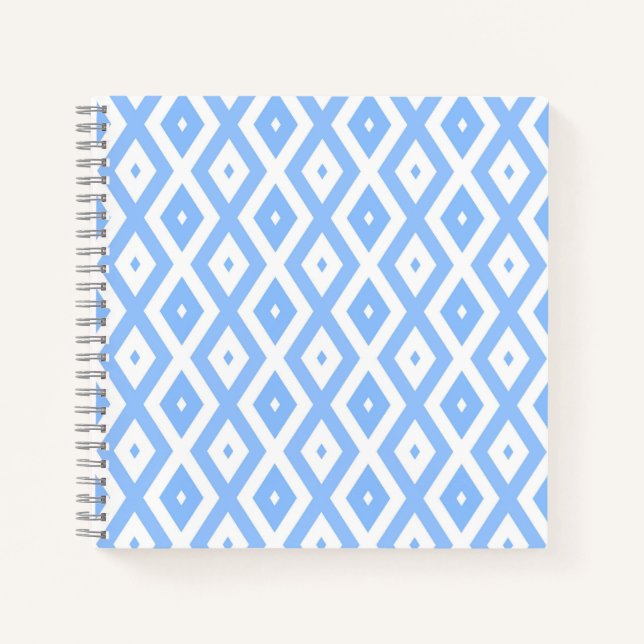 Carnet Motif diamant bleu et blanc (Devant)