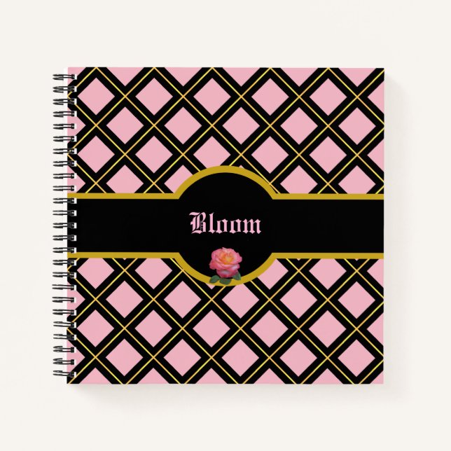 Carnet Motif diamant doré et noir (Devant)