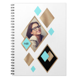 Carnet Motif diamant géométrique élégant avec photo et mo