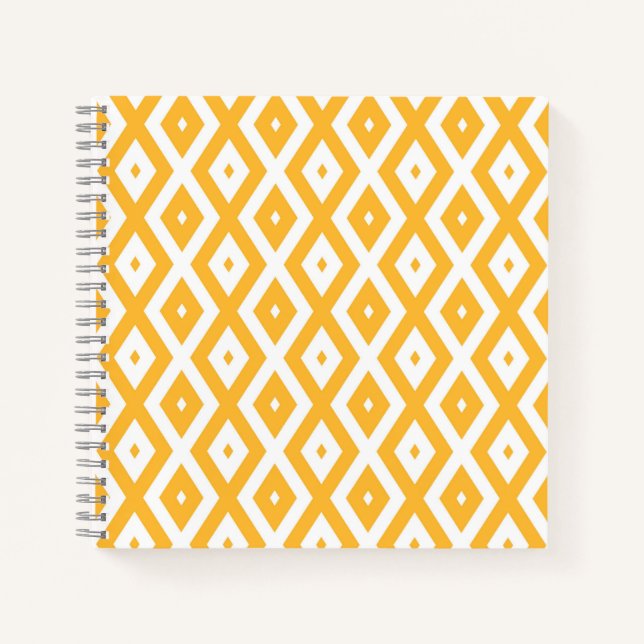 Carnet Motif diamant jaune et blanc soleil (Devant)