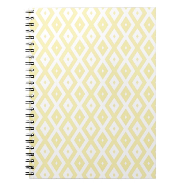 Carnet Motif diamant jaune pâle et blanc (Devant)