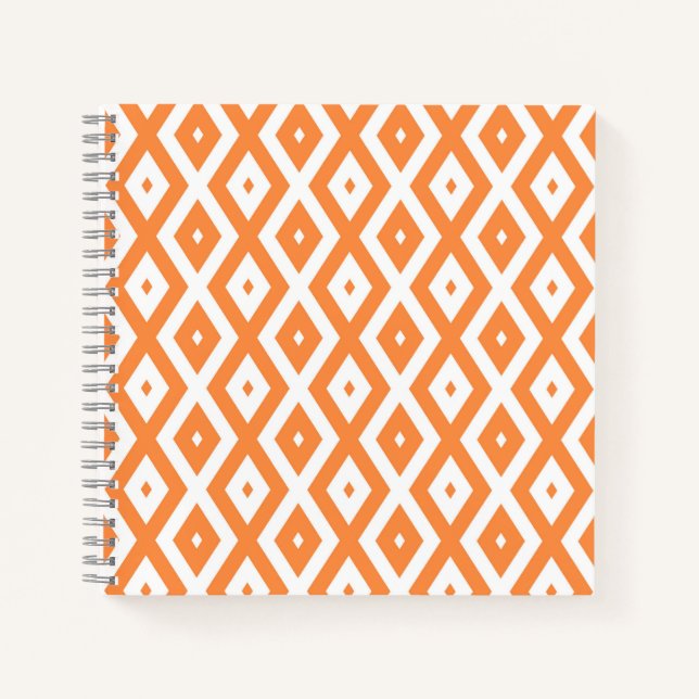 Carnet Motif diamant orange et blanc (Devant)