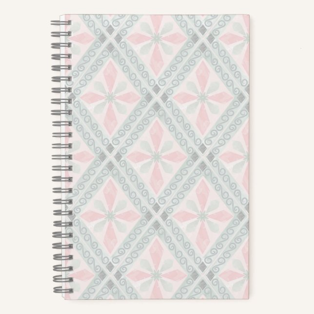 Carnet Motif diamant pastel vert et rose (Recto)