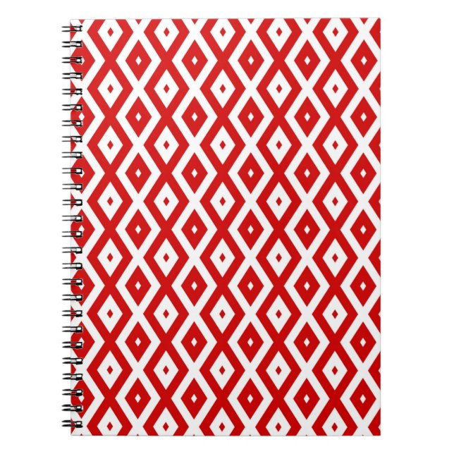 Carnet Motif diamant rouge et blanc (Devant)