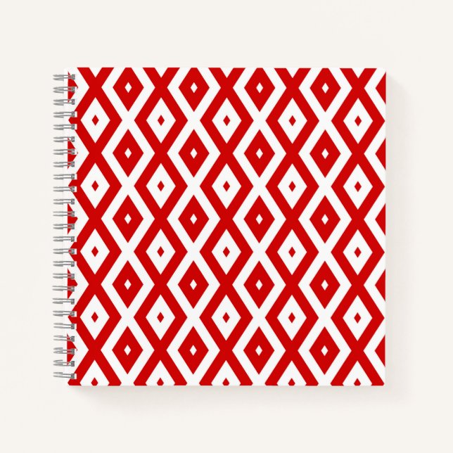 Carnet Motif diamant rouge et blanc (Devant)