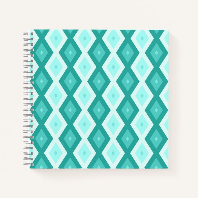 Carnet Motif diamant turquoise (Devant)