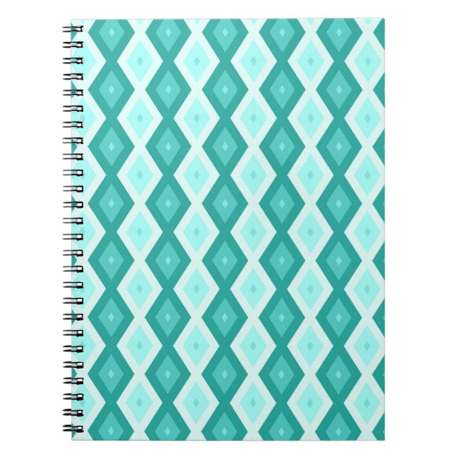Carnet Motif diamant turquoise (Devant)